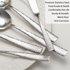 Serving Utensils Set, Stainless Steel Hammered Serving Set