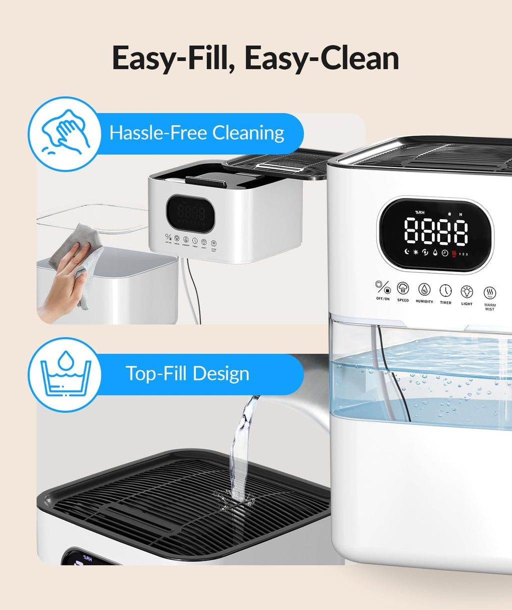 AreShark 2.2 Gal/8.5L Humidifier for Large Room with Warm & Cool Mist