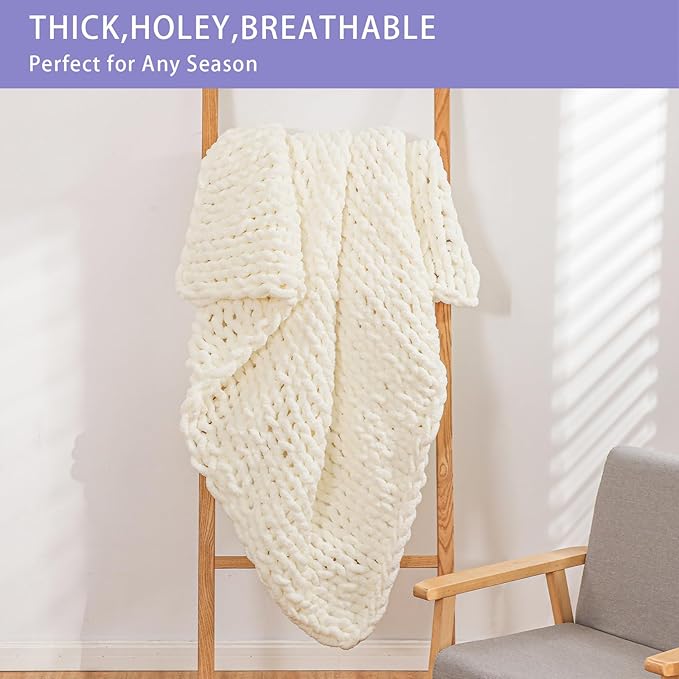 Bigacogo Chunky Knit Throw Blanket - Image 4