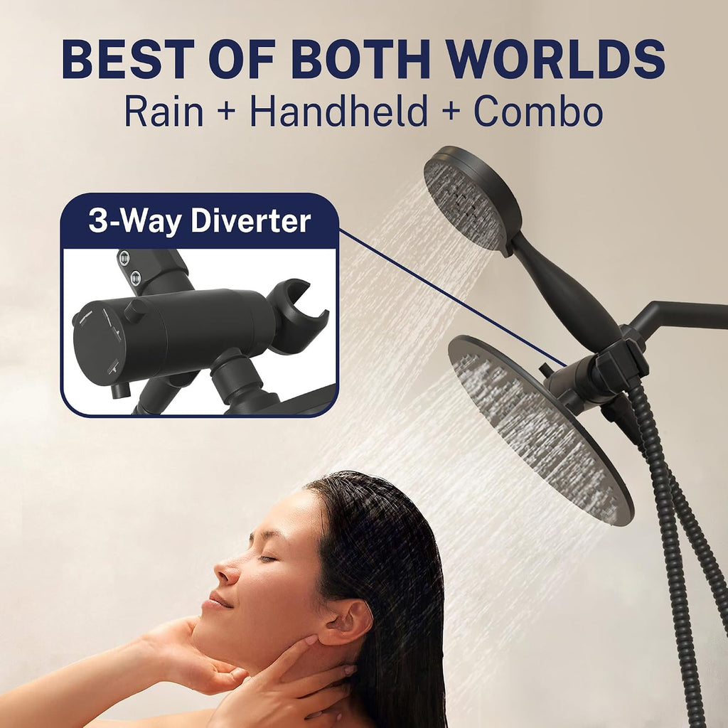 HammerHead Metal Dual Shower Head Combo With Handheld and Rainfall