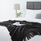 BOURINA Black Throw Blanket 50x60 Inches Throw Textured Solid Soft Sofa Couch - Image 6
