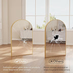 NEWBULIG 20X30 Inch Arched Bathroom Wall Mirror for Over Sink, Gold