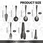 12-Piece Black Serving Utensils Set, Serving Spoons for Buffet