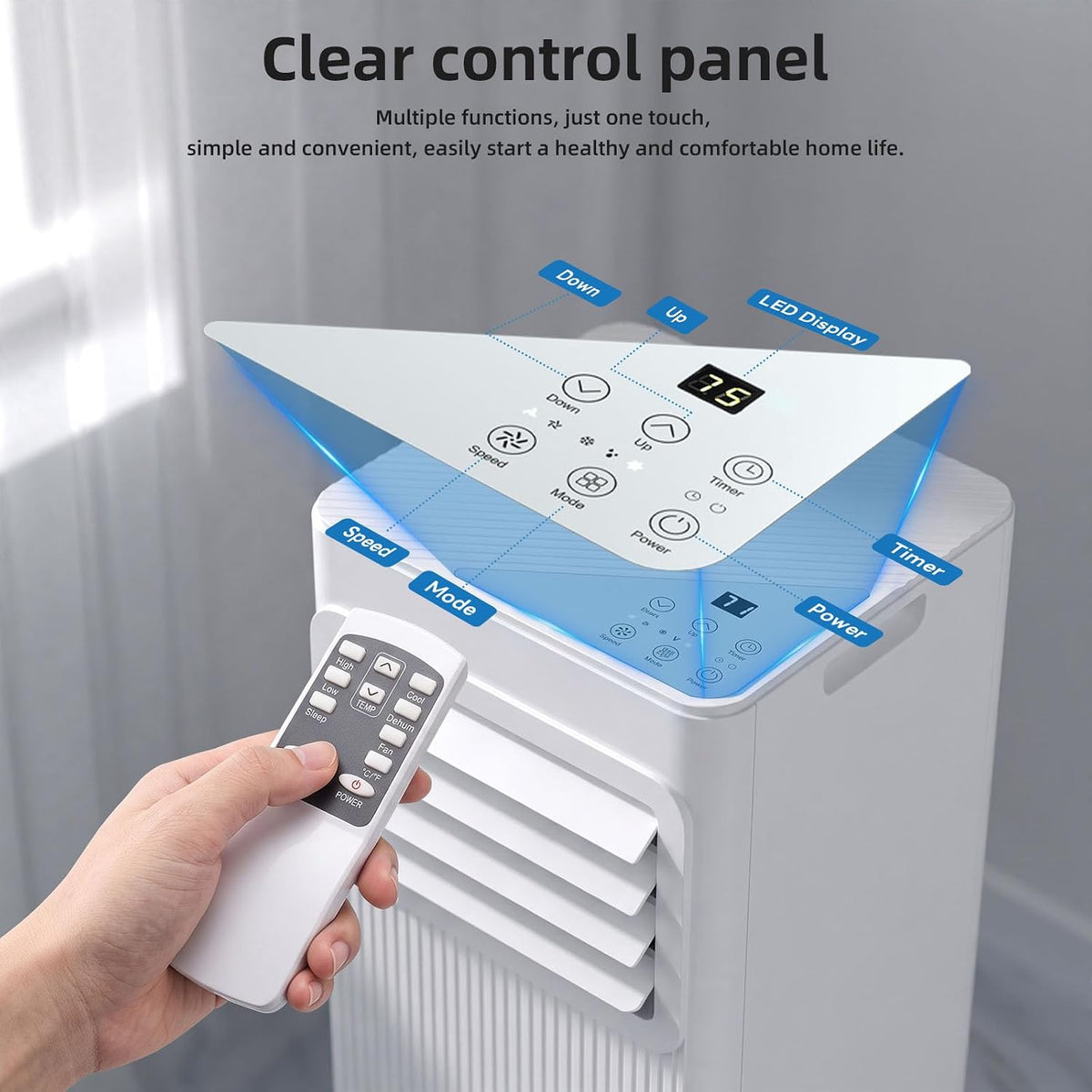 Antarctic Star 10000 BTU Portable Air Conditioner, 3 in 1 Free Standing Cooling AC Unit with Fan & Dehumidifier & Cools, Sleep Mode, 24H Timer, for Home/Kitchen/Office