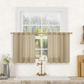 LAMIT Semi Sheer Short Linen Curtains 24 Inch Long, Light Filtering Panels Back by LAMIT