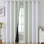 Estelar Textiler Sage and Grayish White Blackout Curtains 108 Inches Long - Image 2