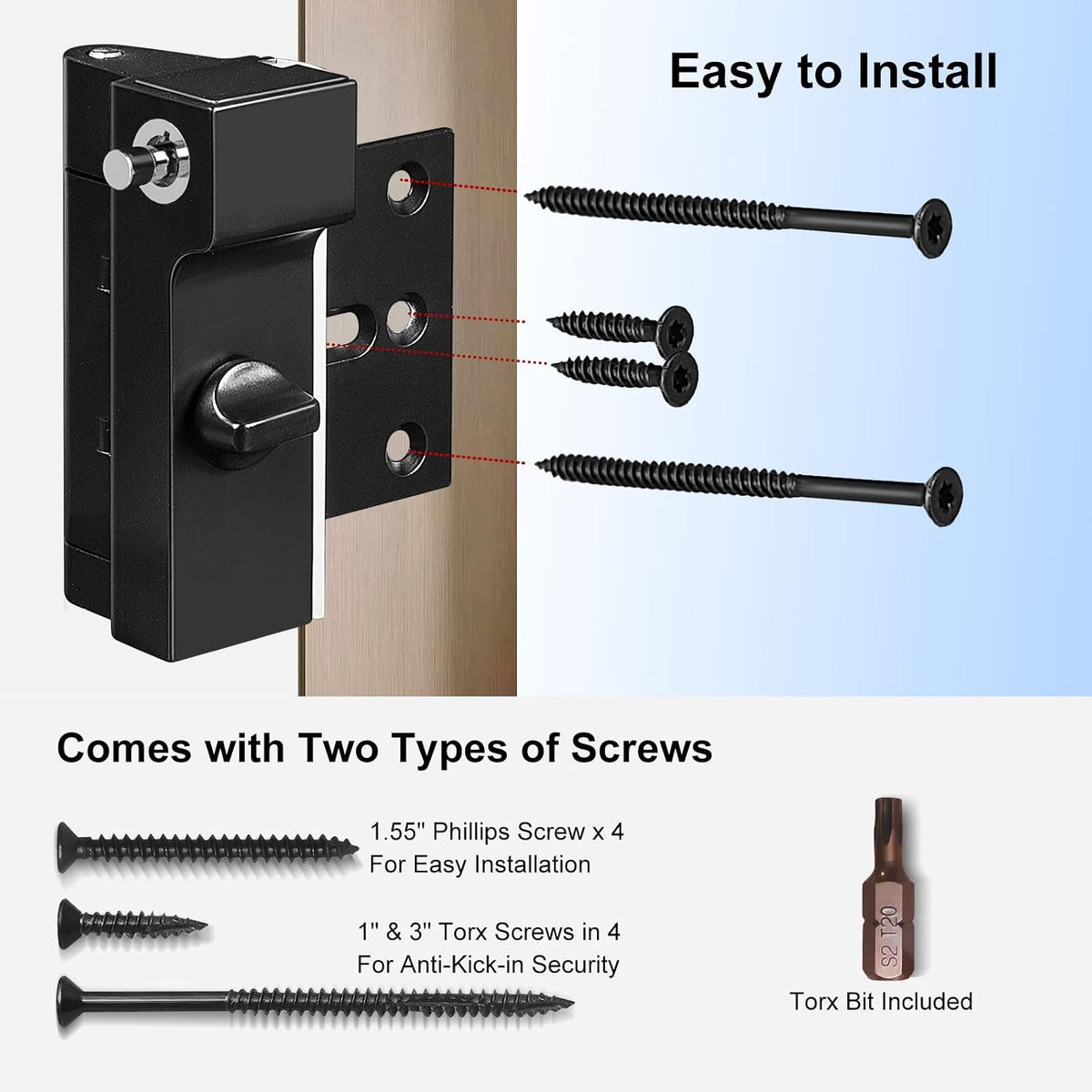 Door Reinforcement Lock with Key, Ultra Heavy Duty Version, 1 Pack