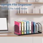 9-Section File Organizer for Desk, Metal File Folder Holder, Black