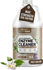 Creative Scents Multipurpose Enzyme Cleaner & Odor Remover | Deodorizer for Floor, Carpet, Drain, Pipes | Pet Urine Odor Eliminator | Enzyme Cleaner for Cat Urine & Dog Poop | Half Gallon - White Tea