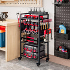 INGIORDAR Power Tool Organizer storage Cart with Charging Station,Black