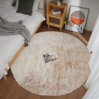 Ghouse Faux Rabbit Fur Round Rug 6ft Light Brown Beige Round Rugs by Ghouse
