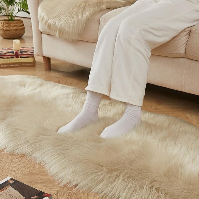 AMTOVO Faux Sheepskin Rug, 2 x 6 ft Faux Fur Rug - Image 8