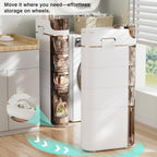 VECELO 4-Tier Slim Bathroom Storage Cabinet with Wheels, Skinny Bathroom Storage Cabinet with Drawers, Toilet Paper Holder, Movable Narrow Floor Cabinet for Small Space, Bathroom