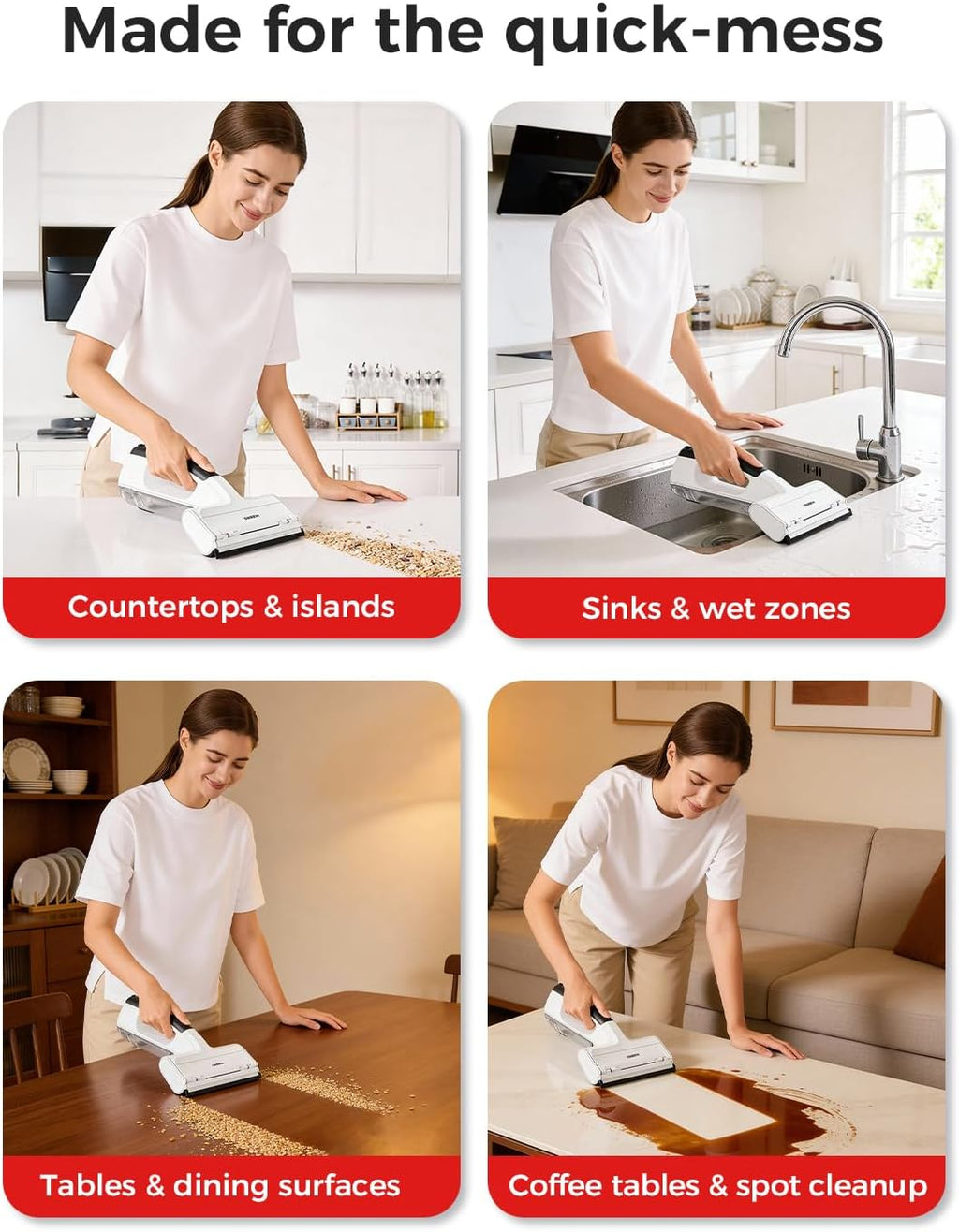 HIZERO H100R Window Squeegee, Electric Shower Squeegee for Glass Doors