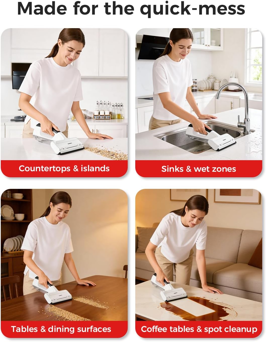 HIZERO H100R Window Squeegee, Electric Shower Squeegee for Glass Doors