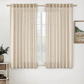 MIULEE Light Taupe Linen Curtains 63 Inch Length 2 Panels by MIULEE