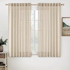 MIULEE Light Taupe Linen Curtains 54 Inch Length 2 Panels by MIULEE
