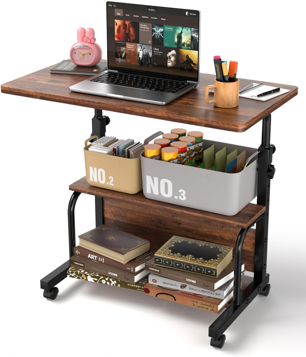 QZMDSM Portable Rolling Desk on Wheels