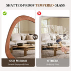 HOMECOOKIN 23 x 19 Asymmetrical Mirror, Irregular Wooden Wall Mirror for Bedroom, Living Room,Entryway– Mid-Century Modern Decorative Mirror, Solid Wood Frame, Pebble Shaped Design (Walnut)