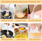 Silicone Cooking Utensil Set, Umite Chef 43 PCS Heat Resistant Kitchen Utensil Gadgets Set-Stainless Steel Handle- Kitchen Spatula Tools for Nonstick Cookware, Pots and Pans Accessories (Khaki)
