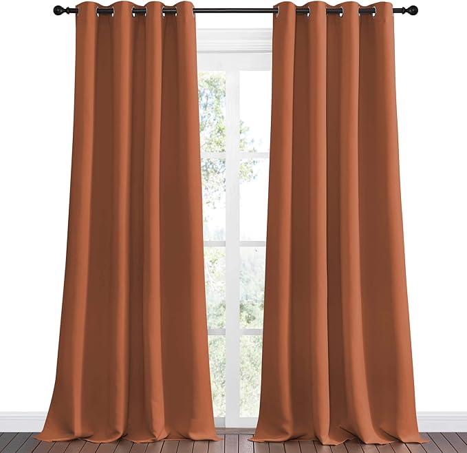 NICETOWN Burnt Orange Blackout Extra Long Curtains - Image 2