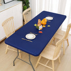Smiry Rectangle Tablecloth, Elastic Fitted Flannel Backed Vinyl Tablecloths for 6ft Folding Tables, Waterproof Wipeable Table Covers for Indoor, Outdoor, Picnic and Camping (Navy, 30"x72")