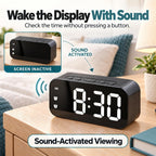 Alarm Clock Small Digital Desk for Bedrooms Bathroom Battery Operated Bedside Travel Powered Teens with Backup Simple Loud Nightstand Mini Large Display Table Desktop Office Shelf Seniors Portable LED