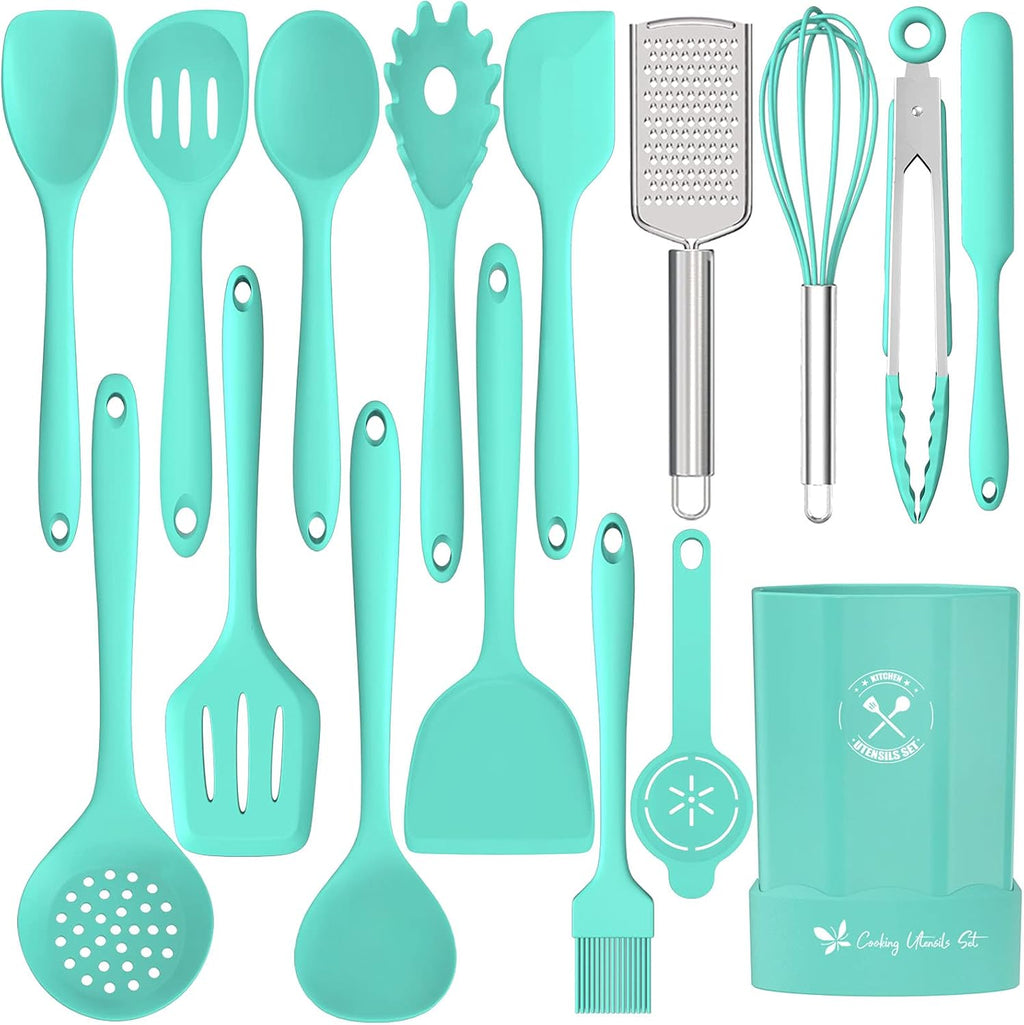 Silicone Kitchen Utensils Set, 16-Piece Silicone Cooking Utensils by Deedro