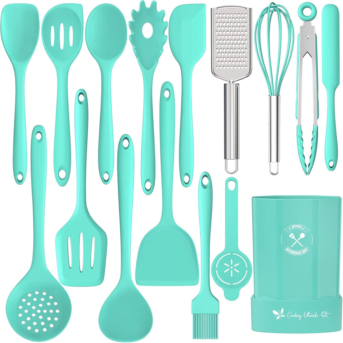 Silicone Kitchen Utensils Set, 16-Piece Silicone Cooking Utensils by Deedro