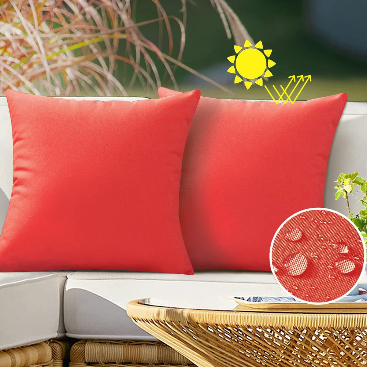 VAKADO Outdoor Waterproof Throw Pillow Covers 18X18 Set of 2 Decorative Army Green Patio Furniture Cushion Cases Outside Decor for Couch Garden Bench Porch