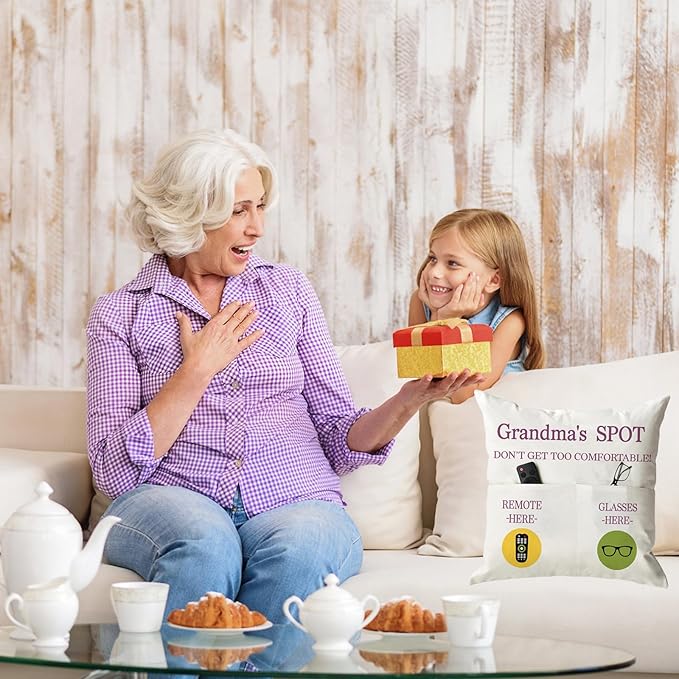 ONFAON Grandma Gifts, Grandma's Spot Throw Pillow Covers 18x18 Inch, Birthday - Image 2