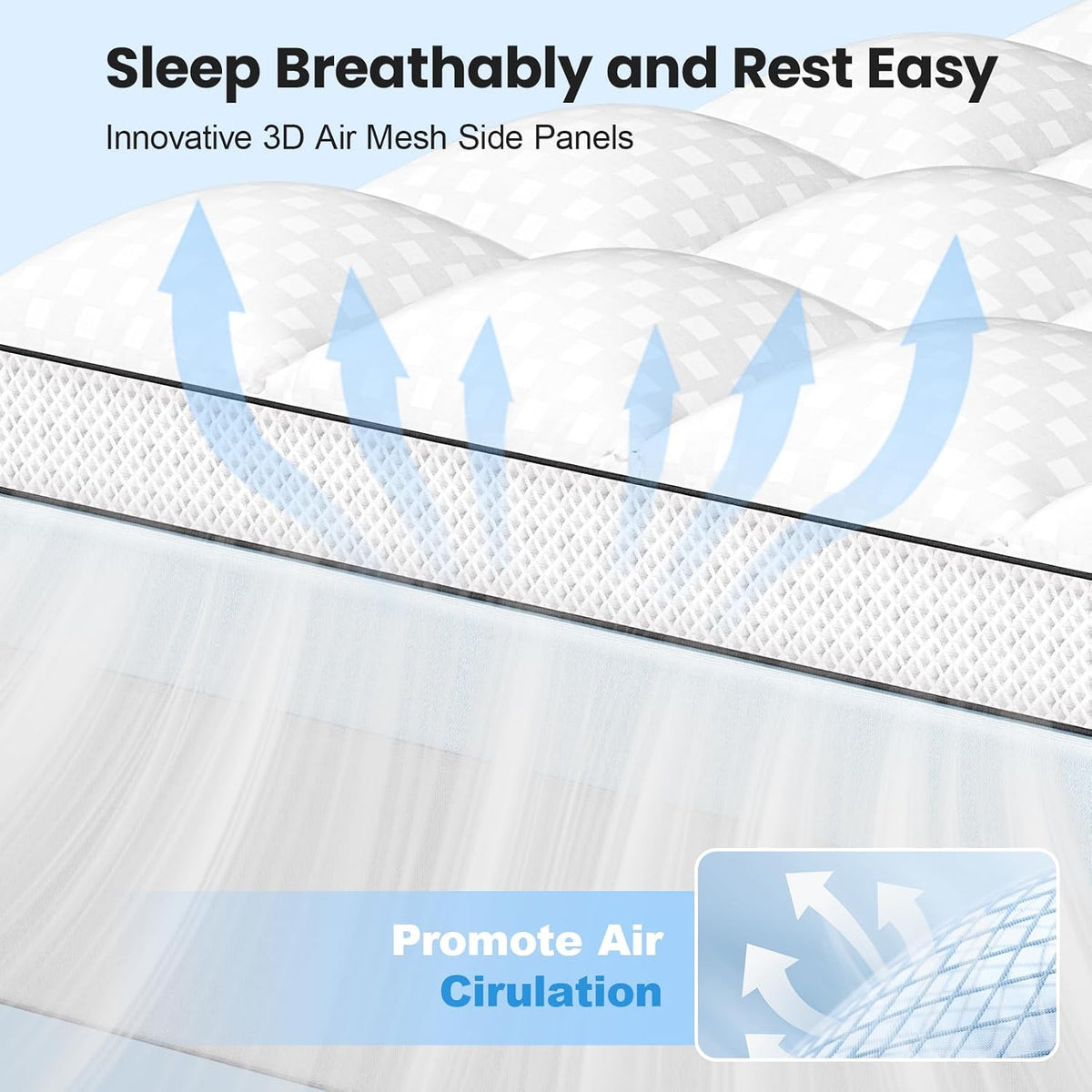 King Size Dual Layer 4 Inch Memory Foam Mattress Topper, 2 Inch Gel Memory Foam and 2 Inch Pillow Top Mattress Pad Cover, Thick Soft Bed Topper Medium Support for Back Pain, White