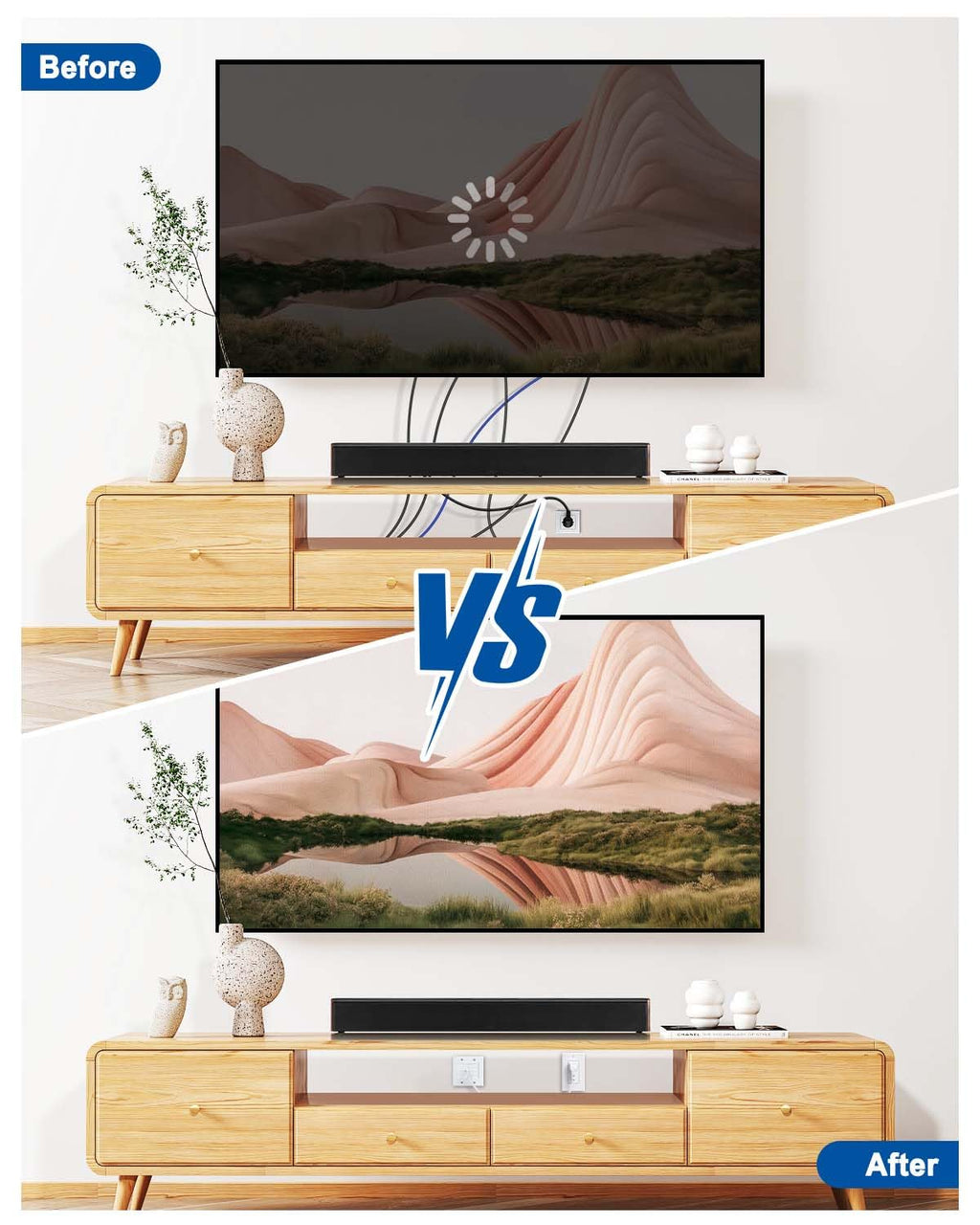 in wall Cable Management KKT with Triple Outlet, recessed Outlet with Brush Wall Plate, 9ft Cord, tv Cord Hider for Wall Mounted tv, for HDMI Cables and Home Theater Systems