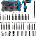 47-Piece Ratcheting Screwdriver Sets and Ratchet Wrench, Magnetic T-Handle Home Repair Kit with Plastic Toolbox Storage Case