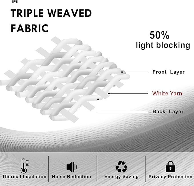 DWCN White Curtains for Living Room Thermal Insulated, 50% Light Blocking - Image 4