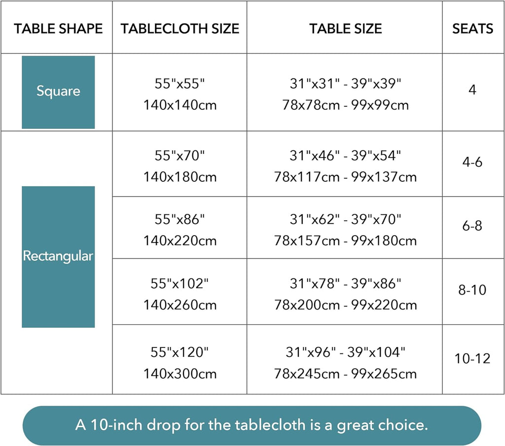 Oubonun Tablecloths for Square Tables, Machine Washable