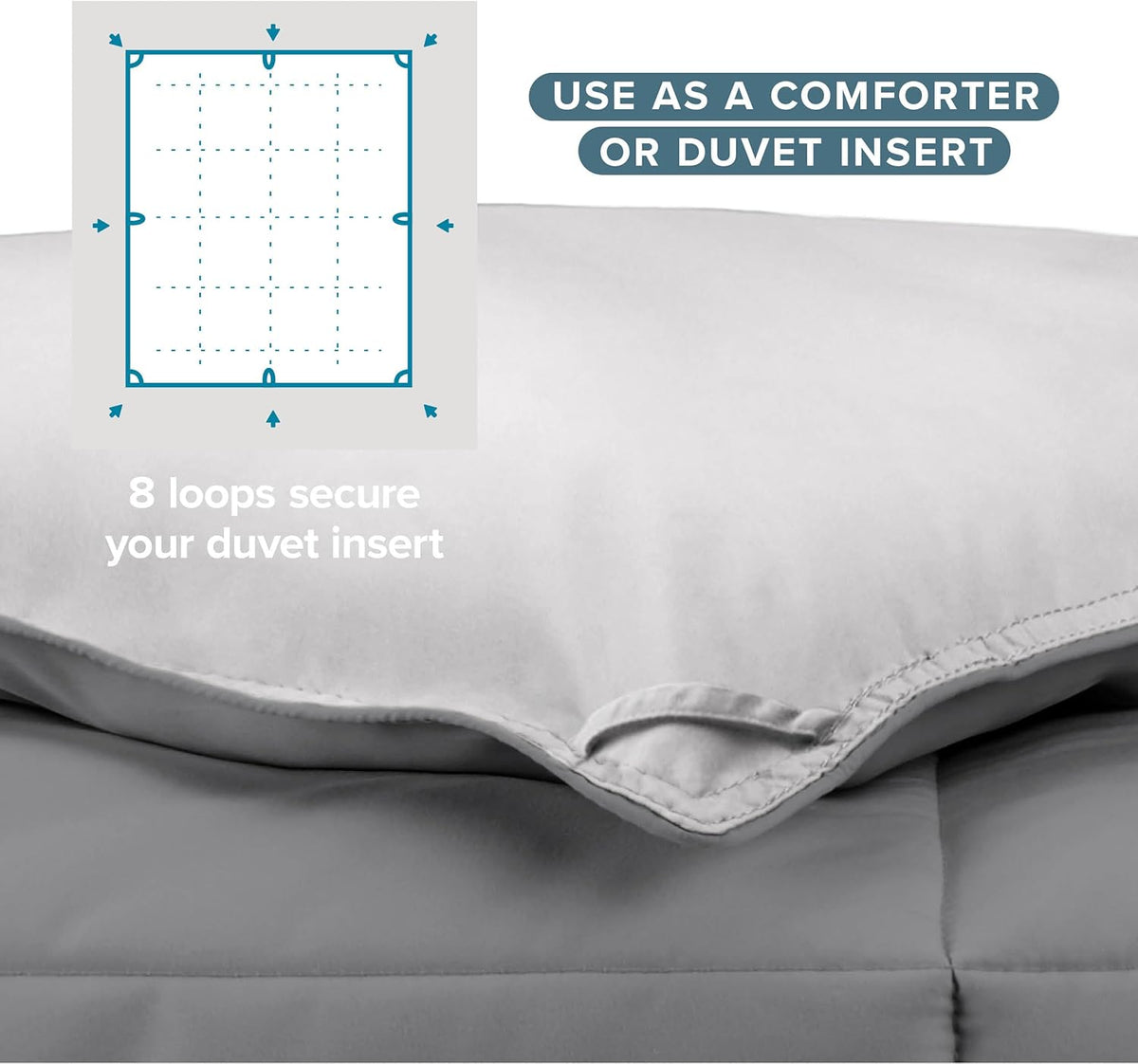 Bare Home Reversible Comforter (Queen, Grey/Light Grey)