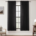 Black Linen Curtains 63 inches Long by Jolilight