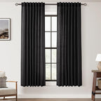 Black Linen Curtains 63 inches Long by Jolilight