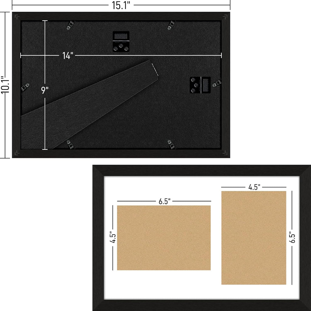 5x7 Double Picture Frame Collage 2 Openings Wooden, Black Frame