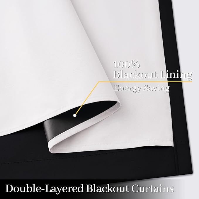 Yakamok 100% Blackout Curtain Panels 84 inches Cold and Light Blocking Drapes - Image 4