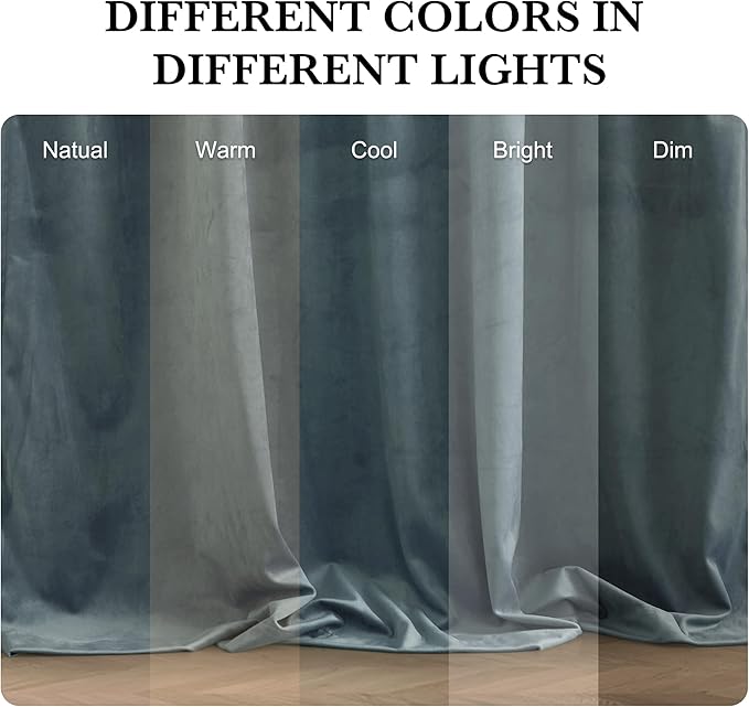 RYB HOME Dusty Blue Velvet Drapes - Image 6