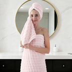REDKISS 8 Piece Microfiber Bath Towel Set,2 Bath, 2 Hand, 4 Washcloth, Pink
