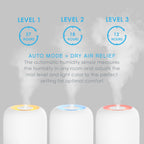 Pure Enrichment® HUME™ Sense Top Fill Humidifier – Large 3L Tank, Auto Mode Humidity Sensor, 3 Mist Settings, Optional Night Light, Optional Aromatherapy, Sleep Mode & Auto Shut-Off