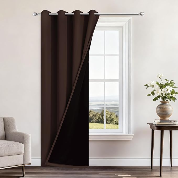 Yakamok 100% Blackout Curtains 84 Inches Long, 2 Thick Layers Heat and Full by Yakamok
