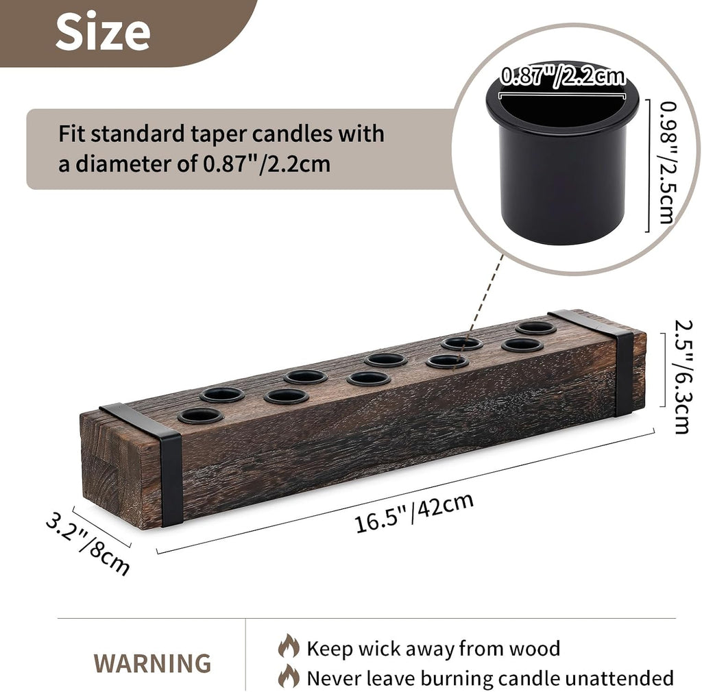 NUPTIO Wood Candelabra for Table Centerpiece: Long Taper Candle Holder