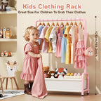 Kids Clothing Rack with Storage Shelf, Kids Dress Up Storage