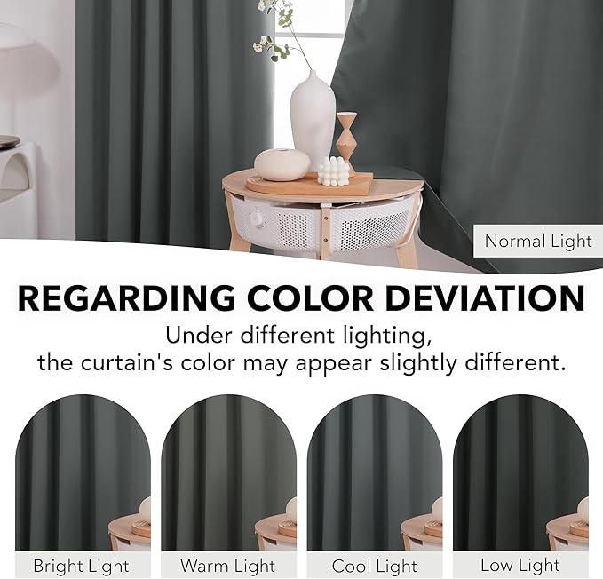 Deconovo Blackout Curtains, Thermal Insulated, W52 x L84 2 Panels, Back Tab - Image 6