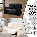 ULTICOR Reclining Love Seat Slipcover, 6-Piece Velvet Stretch Loveseat - Image 4