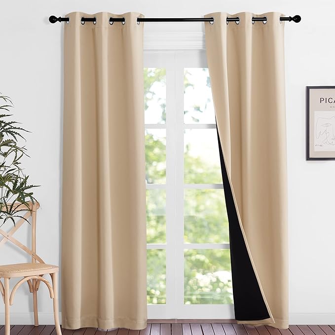 NICETOWN Living Room Completely Shaded Draperies, W37 x L80, Biscotti Beige by NICETOWN